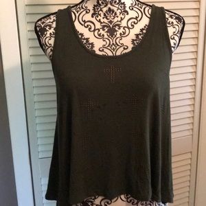 Hunter green tank top w/ studded cross design